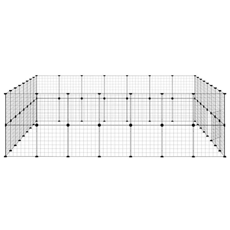 vidaXL 60-Panel Pet Cage with Door Black 35x35 cm Steel