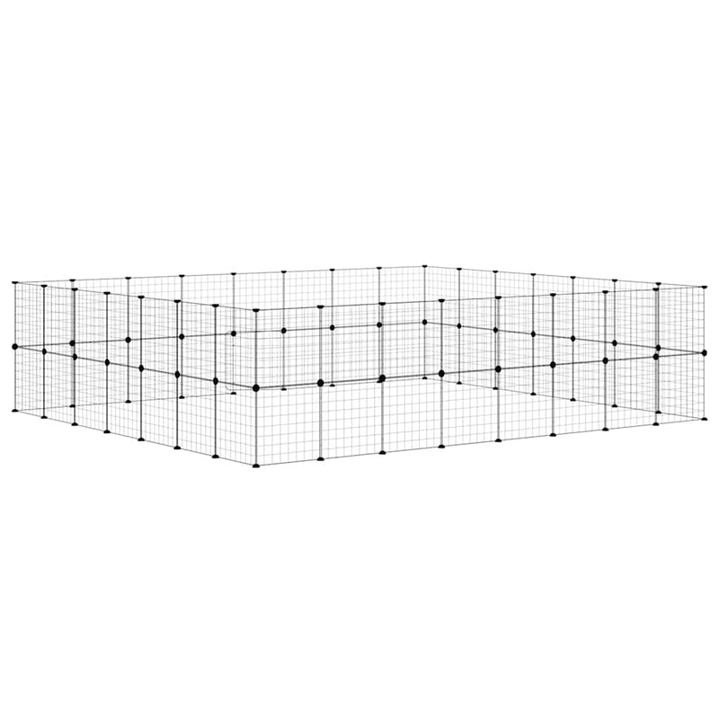 vidaXL 60-Panel Pet Cage with Door Black 35x35 cm Steel