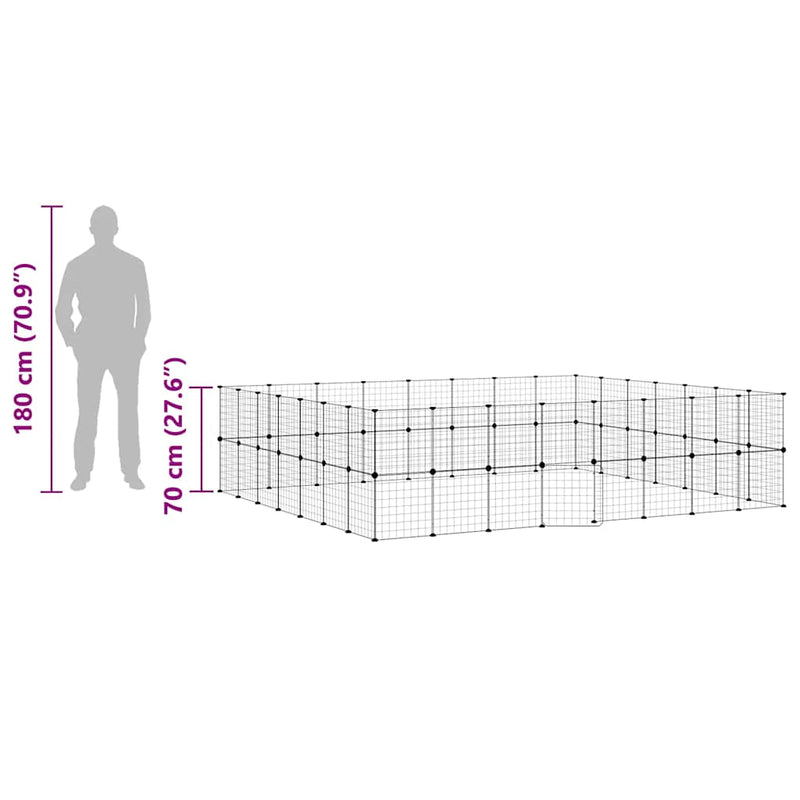 vidaXL 60-Panel Pet Cage with Door Black 35x35 cm Steel