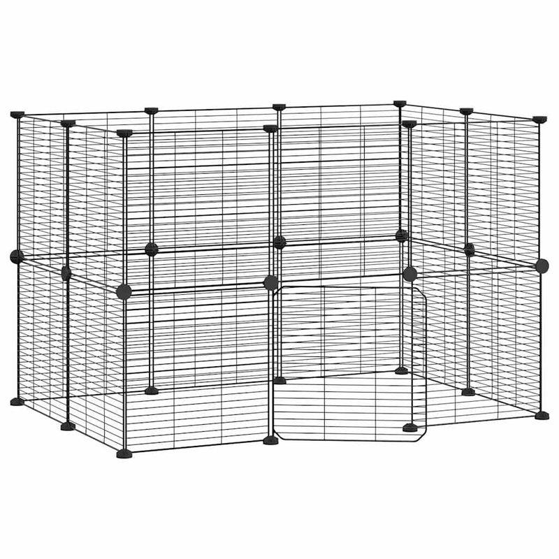 vidaXL 20-Panel Pet Cage with Door Black 35x35 cm Steel