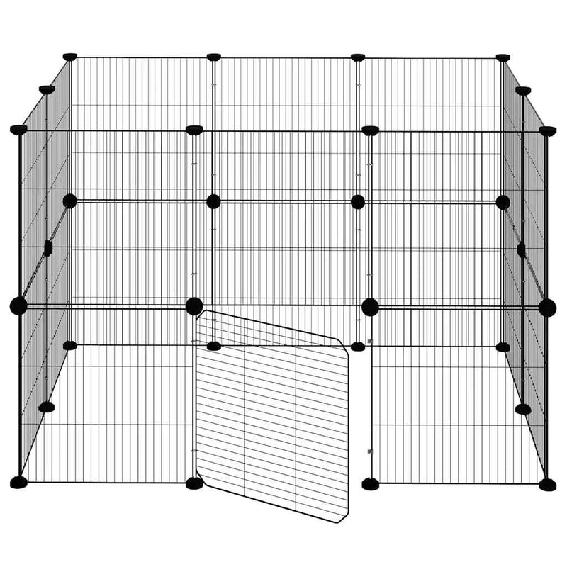 vidaXL 20-Panel Pet Cage with Door Black 35x35 cm Steel