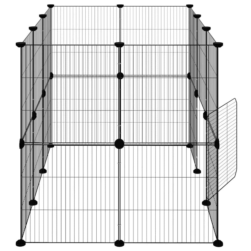 vidaXL 20-Panel Pet Cage with Door Black 35x35 cm Steel
