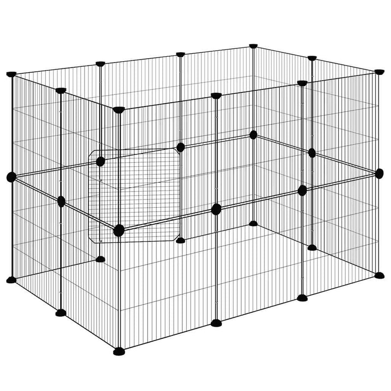 vidaXL 20-Panel Pet Cage with Door Black 35x35 cm Steel