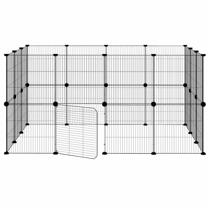 vidaXL 28-Panel Pet Cage with Door Black 35x35 cm Steel