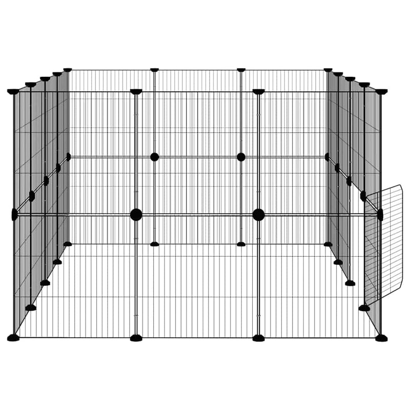 vidaXL 28-Panel Pet Cage with Door Black 35x35 cm Steel