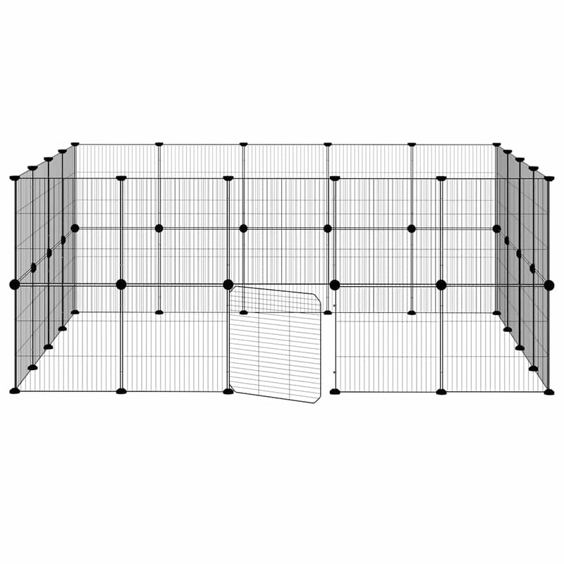 vidaXL 36-Panel Pet Cage with Door Black 35x35 cm Steel