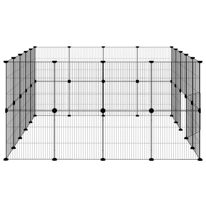 vidaXL 36-Panel Pet Cage with Door Black 35x35 cm Steel