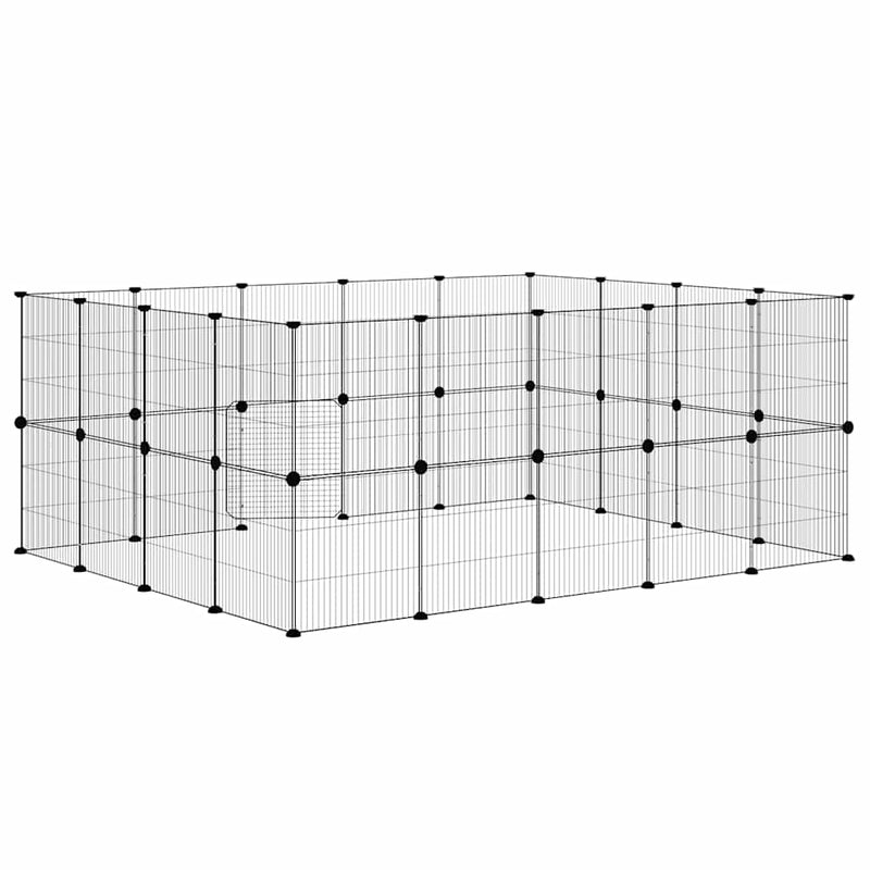 vidaXL 36-Panel Pet Cage with Door Black 35x35 cm Steel