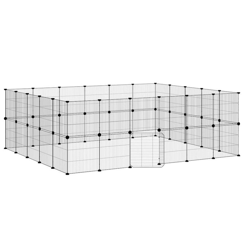vidaXL 44-Panel Pet Cage with Door Black 35x35 cm Steel
