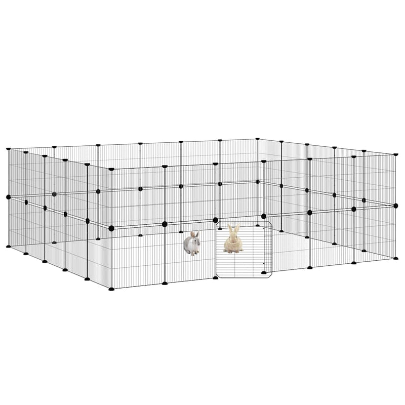 vidaXL 44-Panel Pet Cage with Door Black 35x35 cm Steel