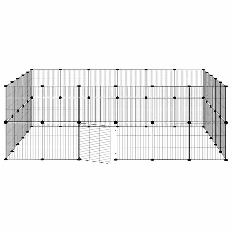 vidaXL 44-Panel Pet Cage with Door Black 35x35 cm Steel