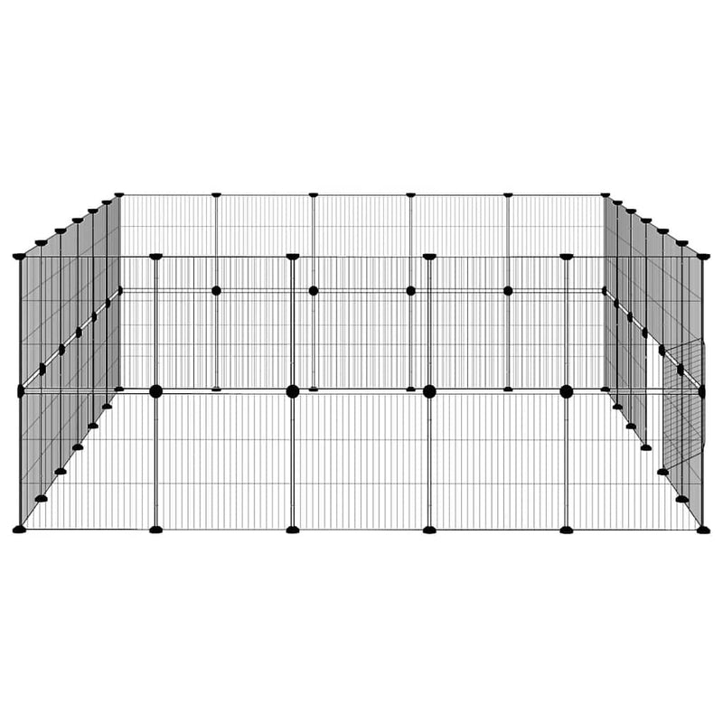 vidaXL 44-Panel Pet Cage with Door Black 35x35 cm Steel