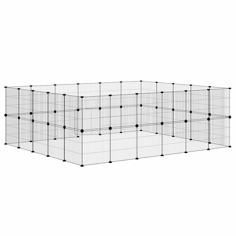 vidaXL 44-Panel Pet Cage with Door Black 35x35 cm Steel