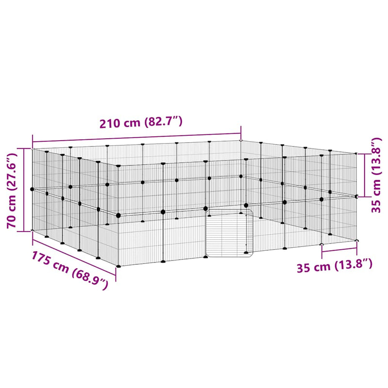vidaXL 44-Panel Pet Cage with Door Black 35x35 cm Steel