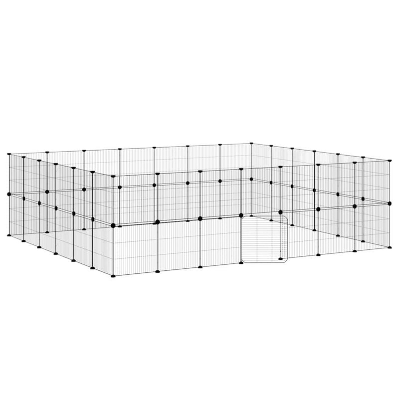 vidaXL 52-Panel Pet Cage with Door Black 35x35 cm Steel