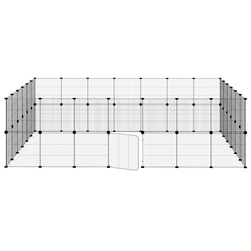 vidaXL 52-Panel Pet Cage with Door Black 35x35 cm Steel