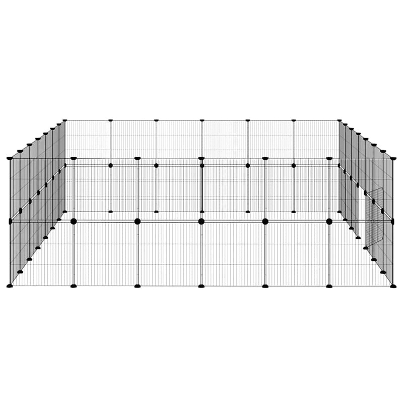 vidaXL 52-Panel Pet Cage with Door Black 35x35 cm Steel