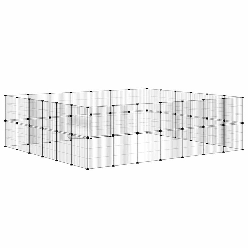 vidaXL 52-Panel Pet Cage with Door Black 35x35 cm Steel
