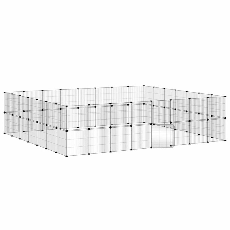 vidaXL 60-Panel Pet Cage with Door Black 35x35 cm Steel
