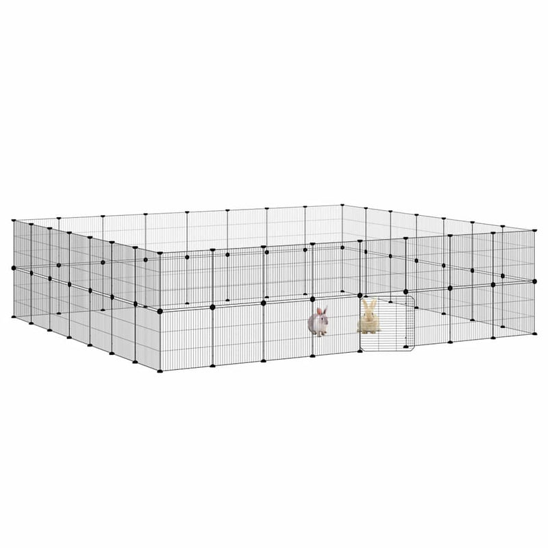 vidaXL 60-Panel Pet Cage with Door Black 35x35 cm Steel