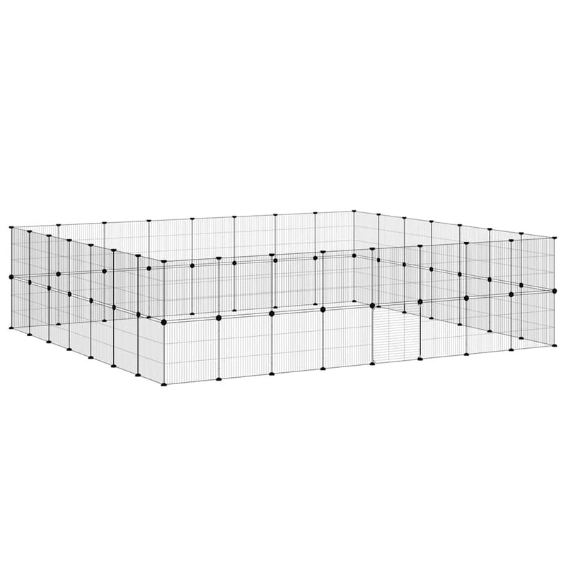 vidaXL 60-Panel Pet Cage with Door Black 35x35 cm Steel