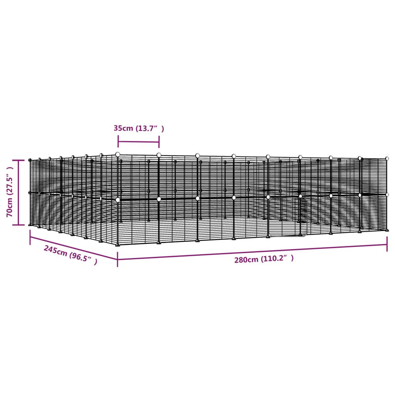 60-Panel Pet Cage with Door Black 35x35 cm Steel