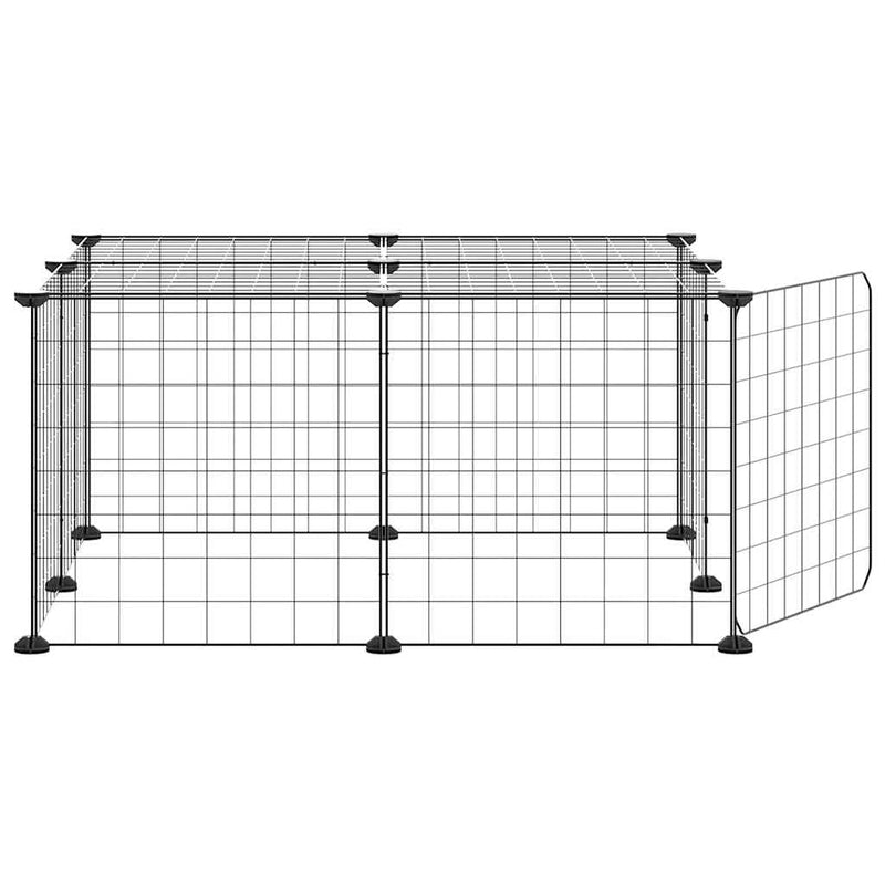 vidaXL 12-Panel Pet Cage with Door Black 35x35 cm Steel