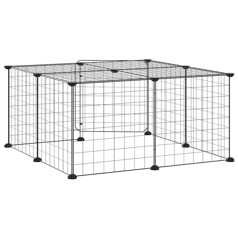 vidaXL 12-Panel Pet Cage with Door Black 35x35 cm Steel
