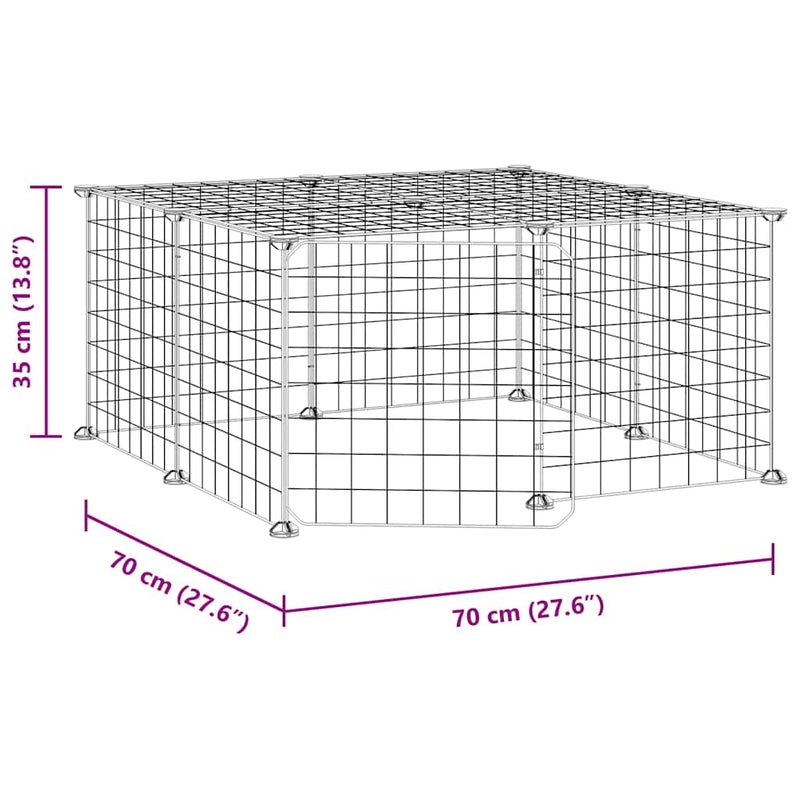 vidaXL 12-Panel Pet Cage with Door Black 35x35 cm Steel