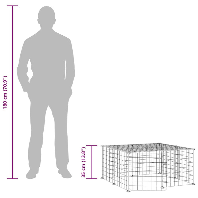 vidaXL 12-Panel Pet Cage with Door Black 35x35 cm Steel