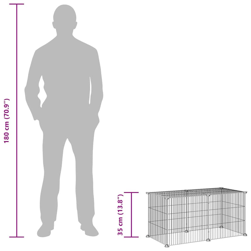 vidaXL 8-Panel Pet Cage Black 35x35 cm Steel