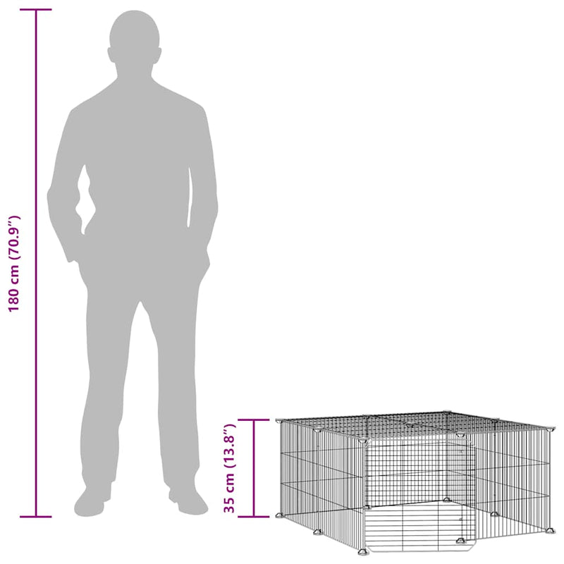 vidaXL 12-Panel Pet Cage with Door Black 35x35 cm Steel