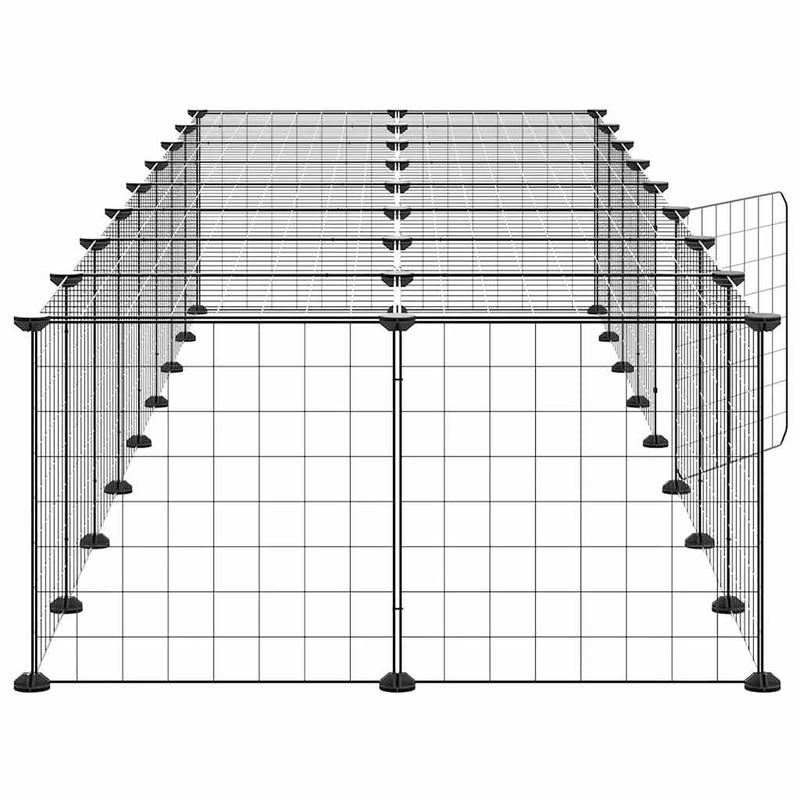 vidaXL 36-Panel Pet Cage with Door Black 35x35 cm Steel