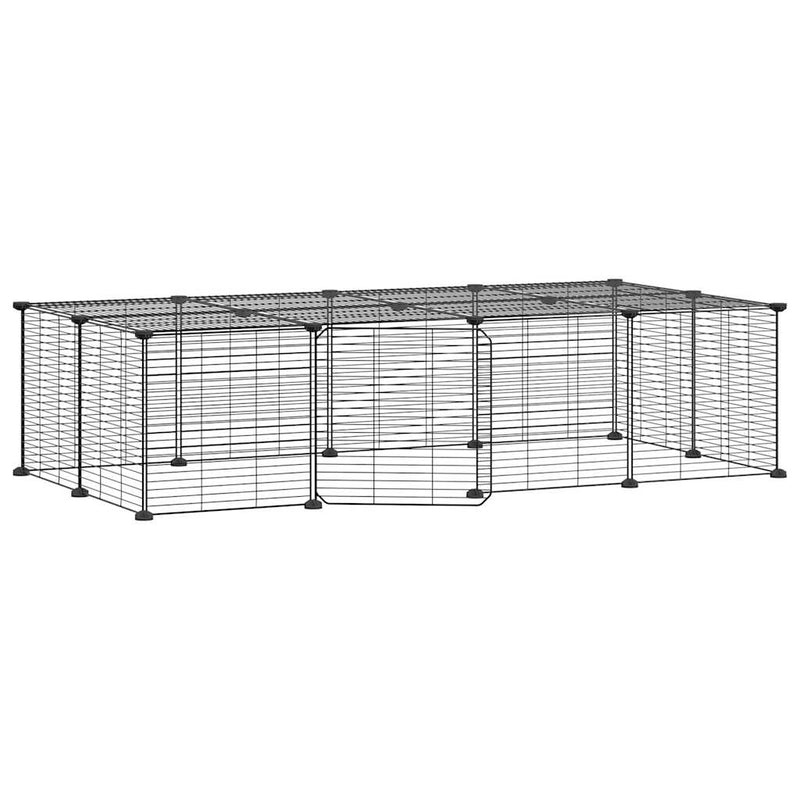 vidaXL 20-Panel Pet Cage with Door Black 35x35 cm Steel