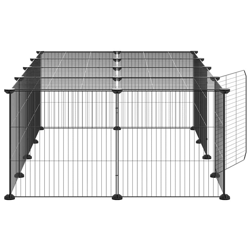 vidaXL 20-Panel Pet Cage with Door Black 35x35 cm Steel