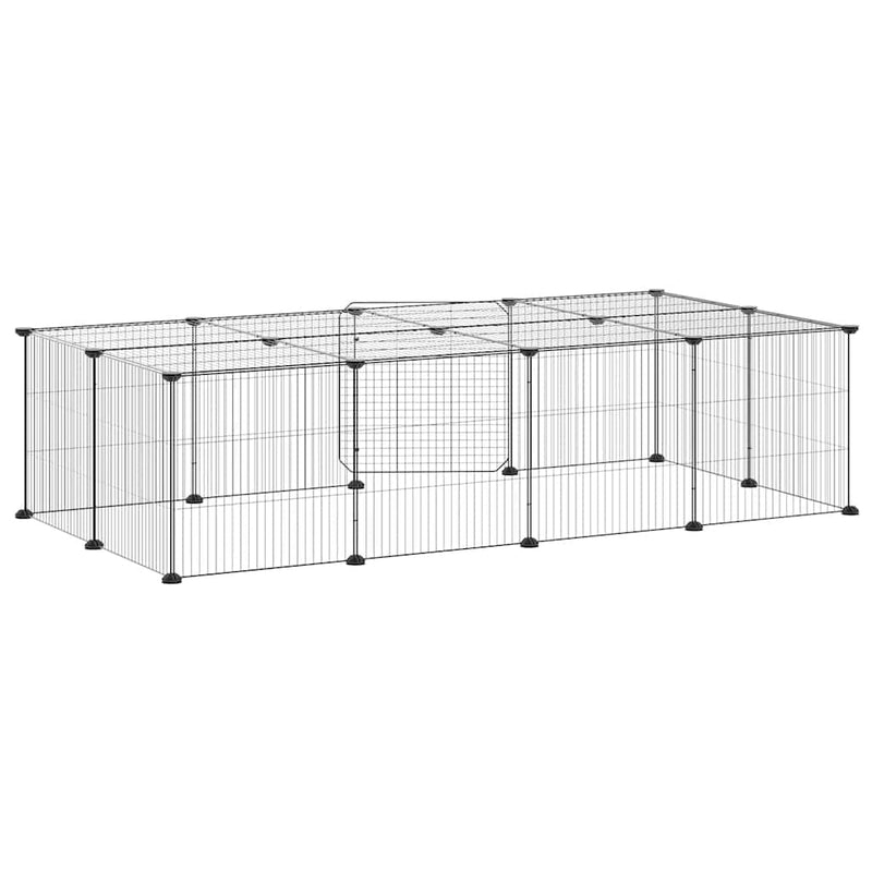 vidaXL 20-Panel Pet Cage with Door Black 35x35 cm Steel