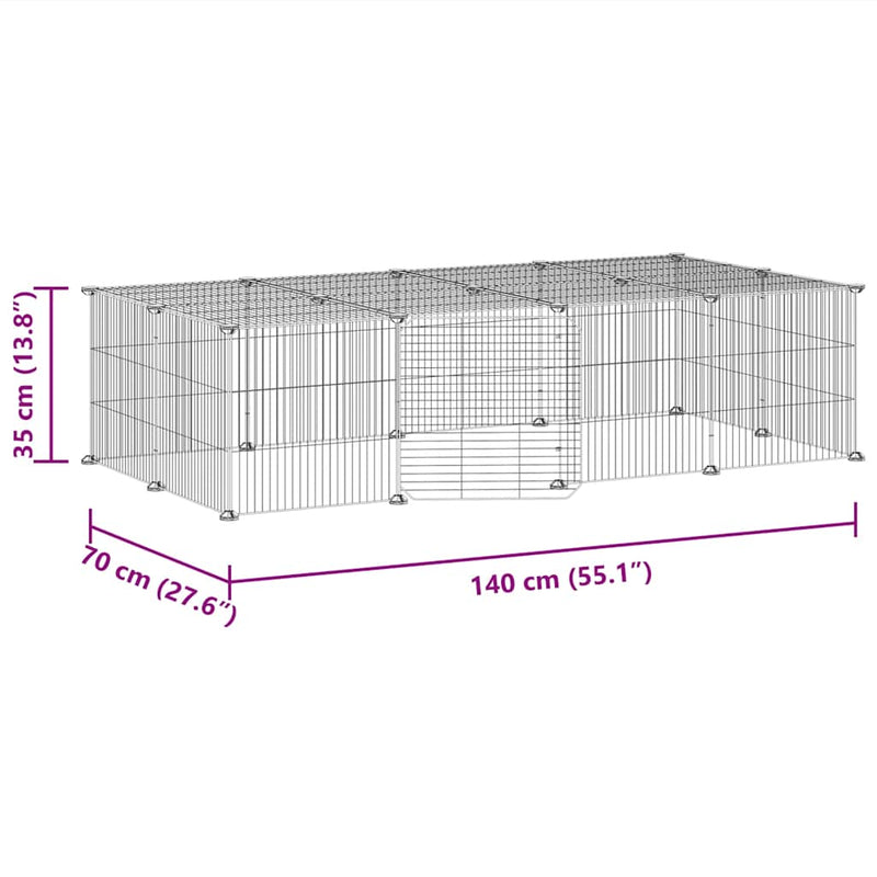 vidaXL 20-Panel Pet Cage with Door Black 35x35 cm Steel
