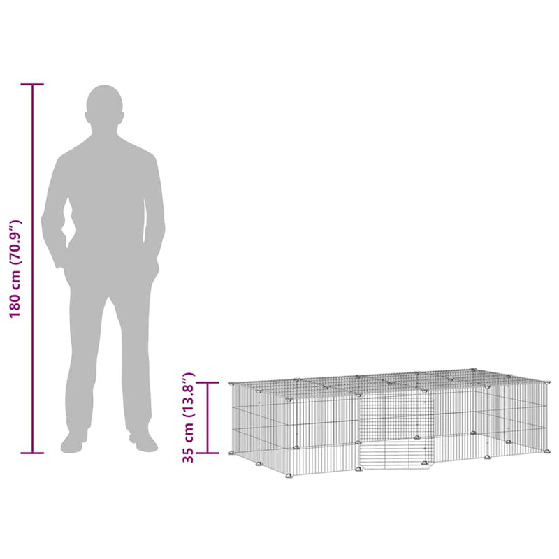 vidaXL 20-Panel Pet Cage with Door Black 35x35 cm Steel