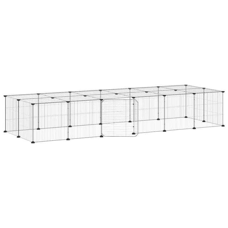 vidaXL 28-Panel Pet Cage with Door Black 35x35 cm Steel