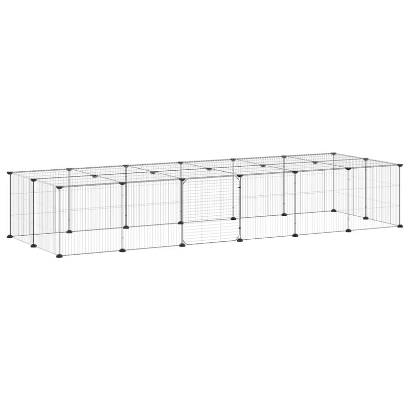 vidaXL 28-Panel Pet Cage with Door Black 35x35 cm Steel