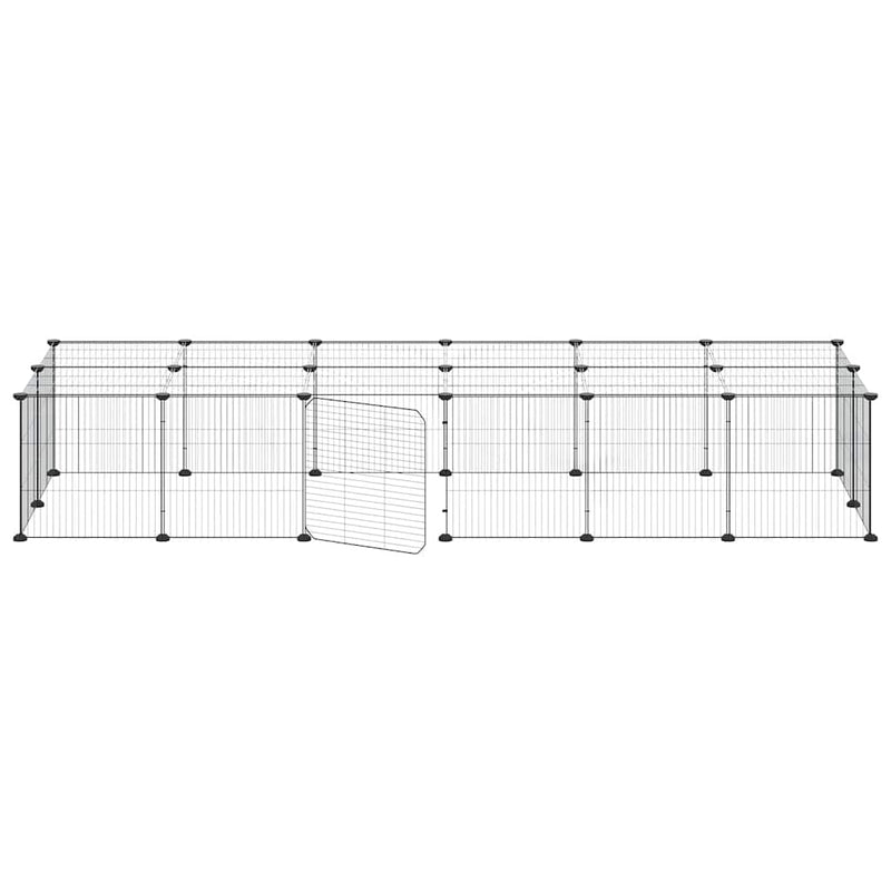 vidaXL 28-Panel Pet Cage with Door Black 35x35 cm Steel