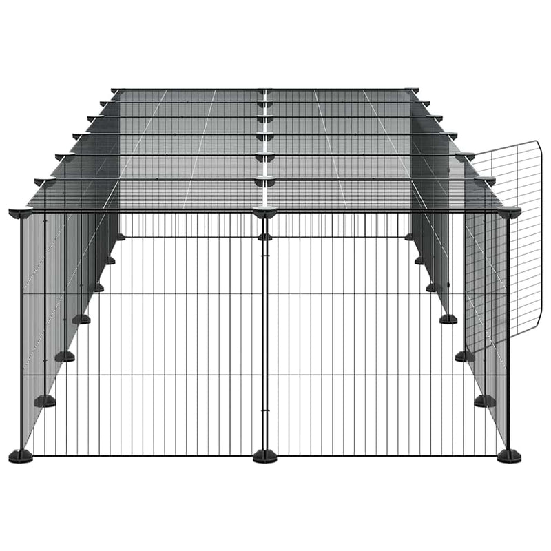 vidaXL 28-Panel Pet Cage with Door Black 35x35 cm Steel