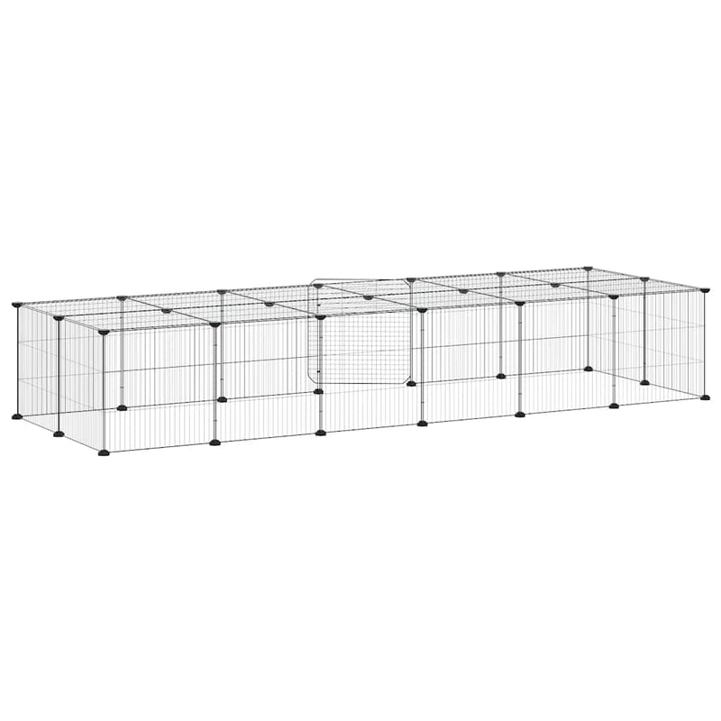 vidaXL 28-Panel Pet Cage with Door Black 35x35 cm Steel
