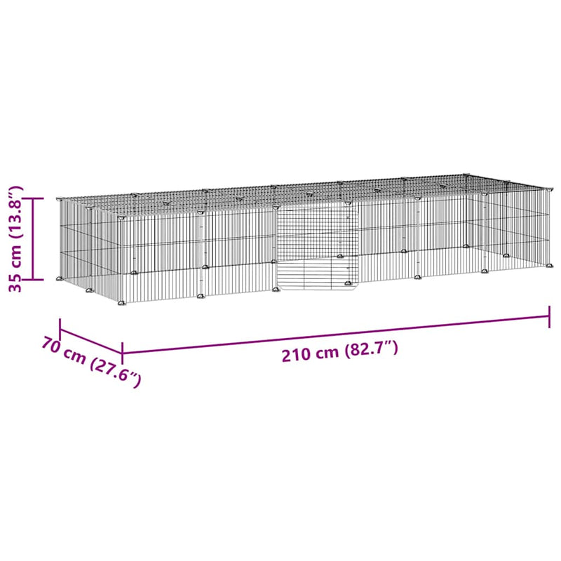 vidaXL 28-Panel Pet Cage with Door Black 35x35 cm Steel