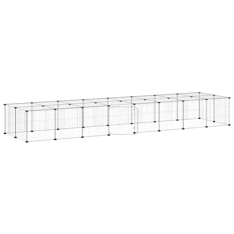 vidaXL 36-Panel Pet Cage with Door Black 35x35 cm Steel