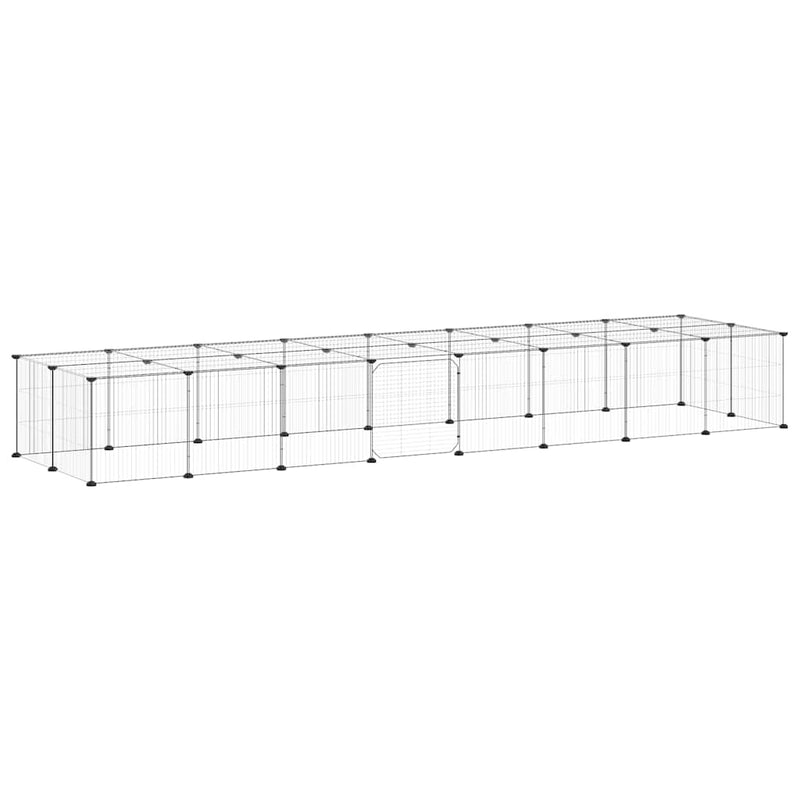 vidaXL 36-Panel Pet Cage with Door Black 35x35 cm Steel