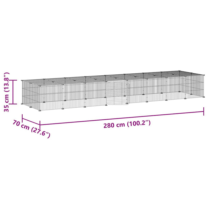 vidaXL 36-Panel Pet Cage with Door Black 35x35 cm Steel