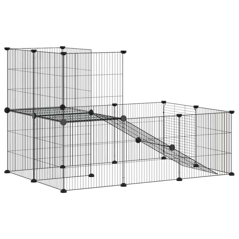 vidaXL 20-Panel Pet Cage with Door Black 35x35 cm Steel