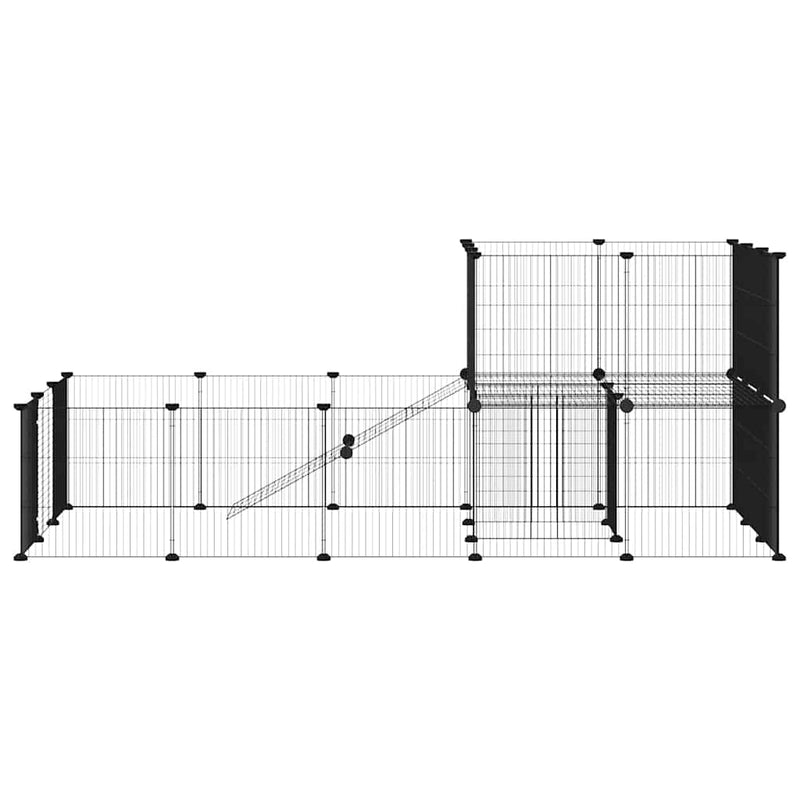 vidaXL 36-Panel Pet Cage with Door Black 35x35 cm Steel