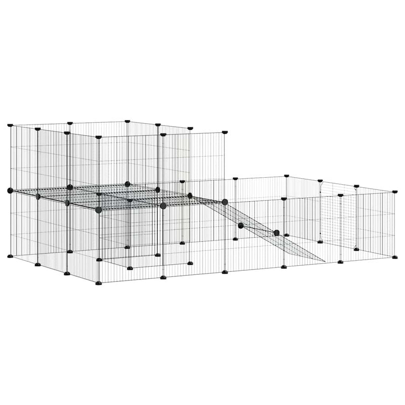 vidaXL 36-Panel Pet Cage with Door Black 35x35 cm Steel